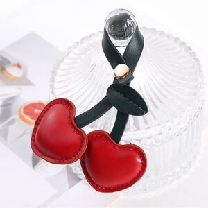 Leather Red and Black Cherries 🍒 Bag Charm